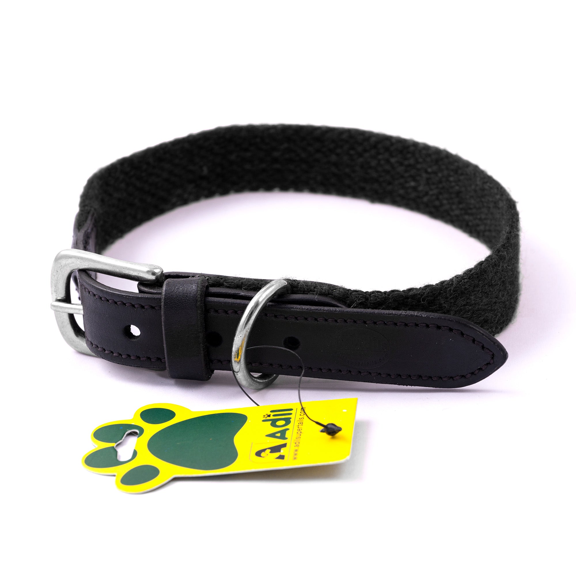 Adil's Plain Cotton with Leather Dog Collar With Adjustable Collar